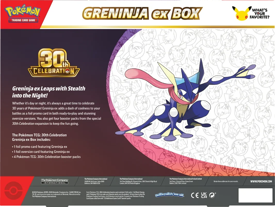 Pokemon TCG: 30th Celebration Greninja ex Box (PRE-ORDER)